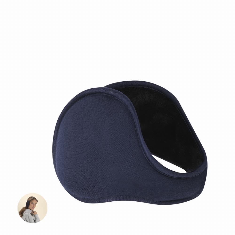 A navy ear warmer with a soft, padded interior, featuring a curved design and a logo. Gorman - Image 1