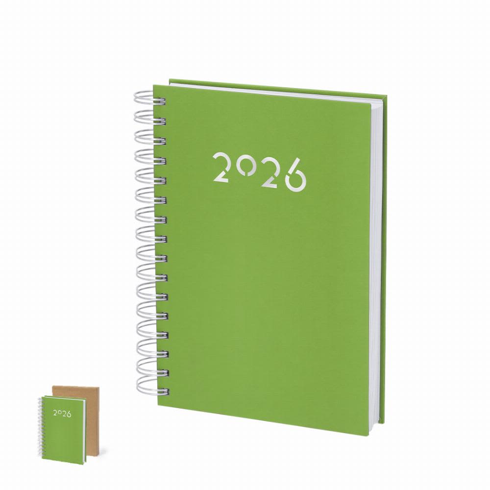 A green spiral-bound notebook with a white embossed design, alongside a smaller notebook. Witrex - Image 1