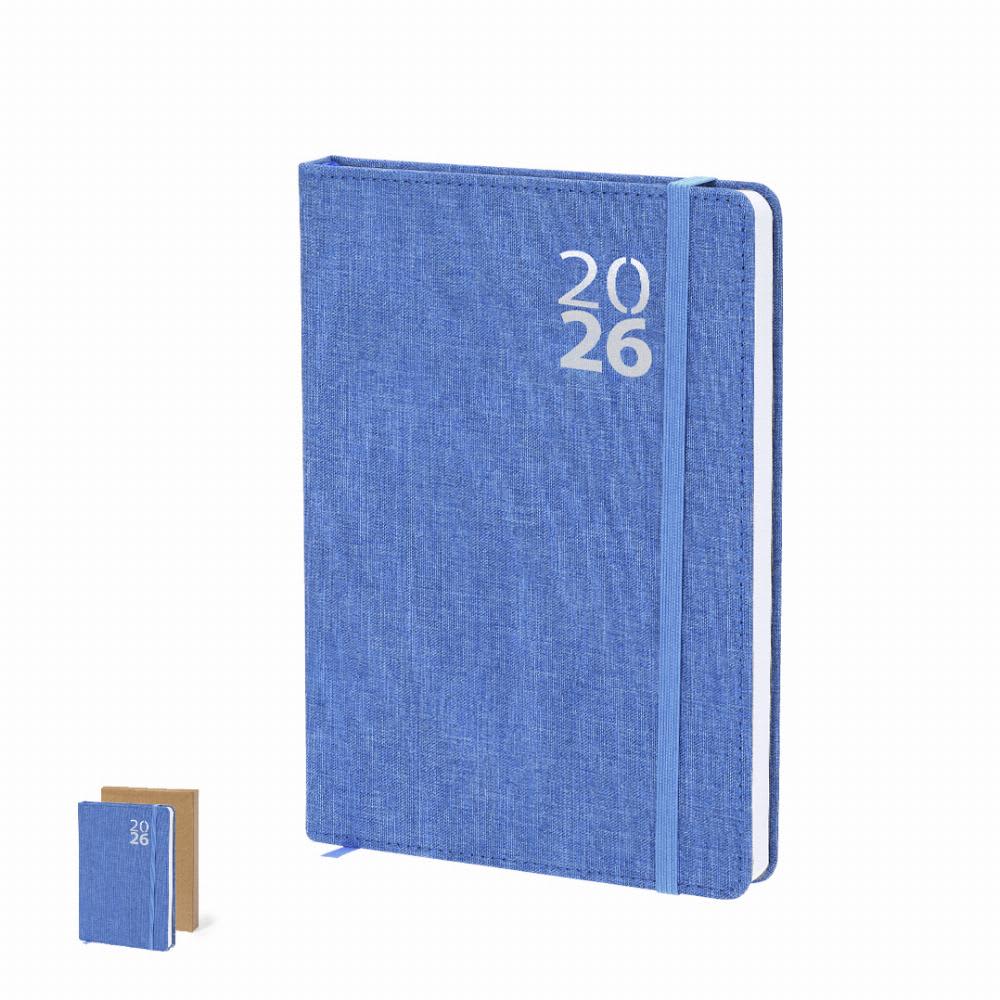 A blue planner with a textured cover and an elastic band, featuring the year 2026 on the front. A smaller notebook is also visible. Nudels - Image 1