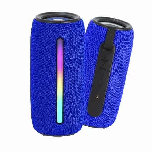 A drink bottle in a vibrant blue with a textured fabric finish and a black accent. It features a logo. Hochok - Image 1