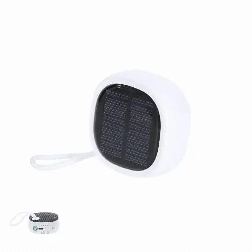A solar-powered device with a white casing and dark solar panel on top, featuring a strap for easy carrying. Kompec RCS - Image 1