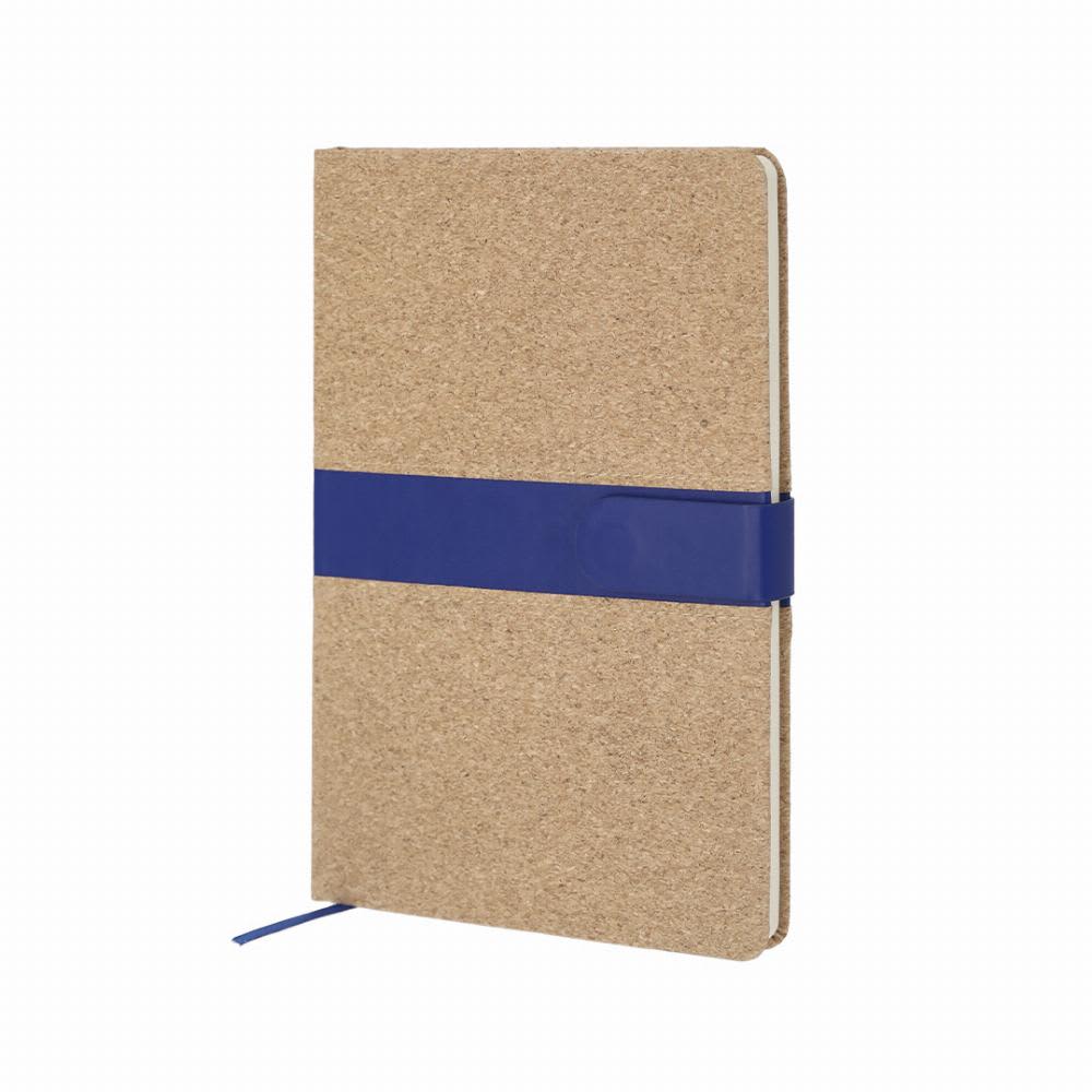 A notebook with a brown kraft cover and a blue elastic band, featuring a ribbon bookmark. Cebex - Image 1