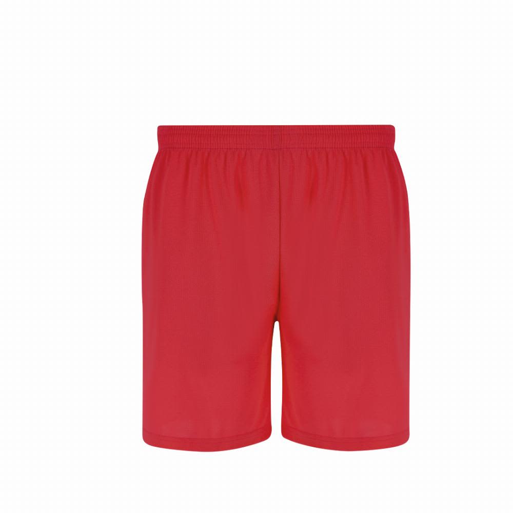 A pair of red athletic shorts with an elastic waistband and no visible patterns. Rudig - Image 1