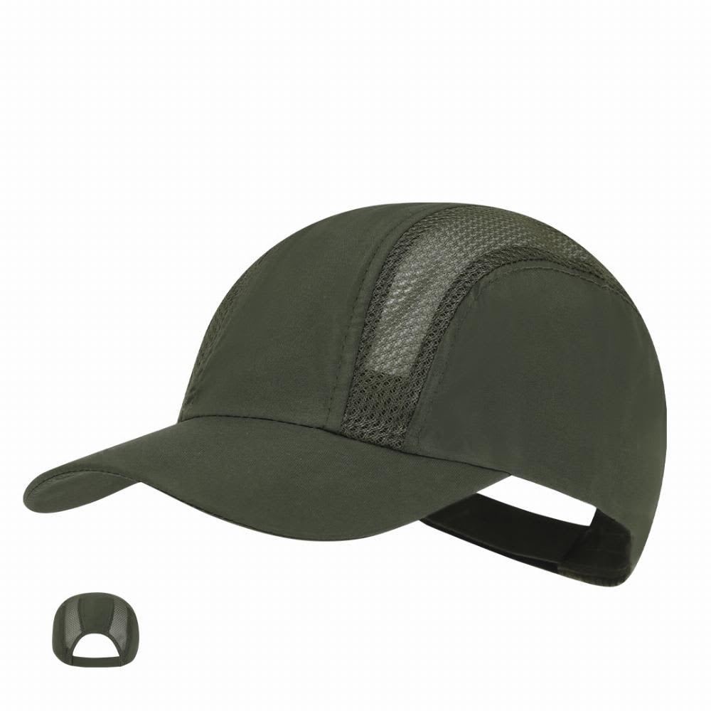 A cap in dark green with a mesh panel and adjustable strap. Includes a smaller item resembling the cap. Hakos - Image 1
