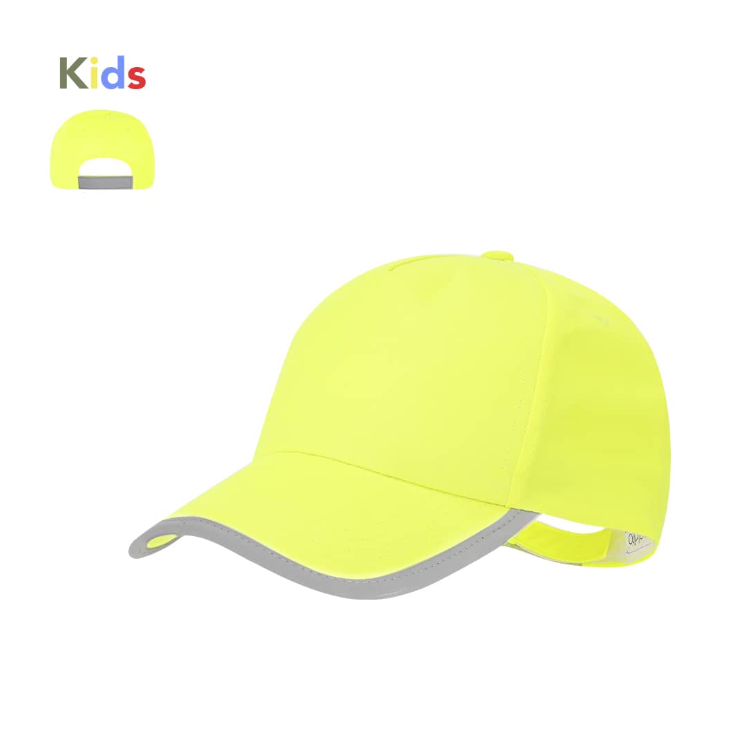 A bright yellow kids' cap with a grey peak and an adjustable strap at the back, featuring a logo. Sommer Kids Cap - Image 1