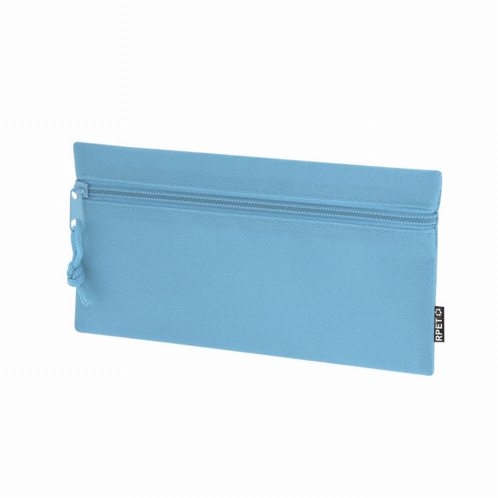 A zippered pouch in a light blue colour, featuring a textured surface and a small pull tab on the zipper. Trubin - Image 1