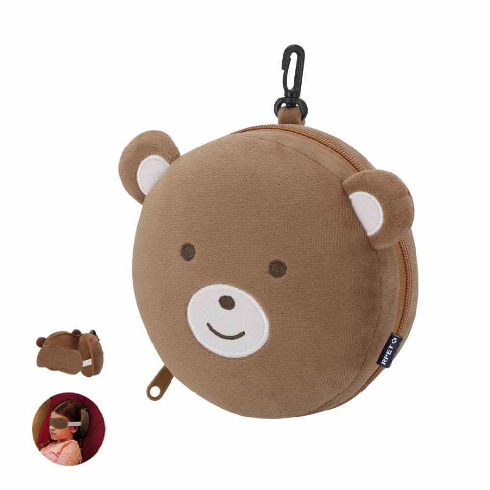 A round, brown bear-shaped pouch with ears and a smiling face, featuring a clip for easy attachment. Stanek - Image 1