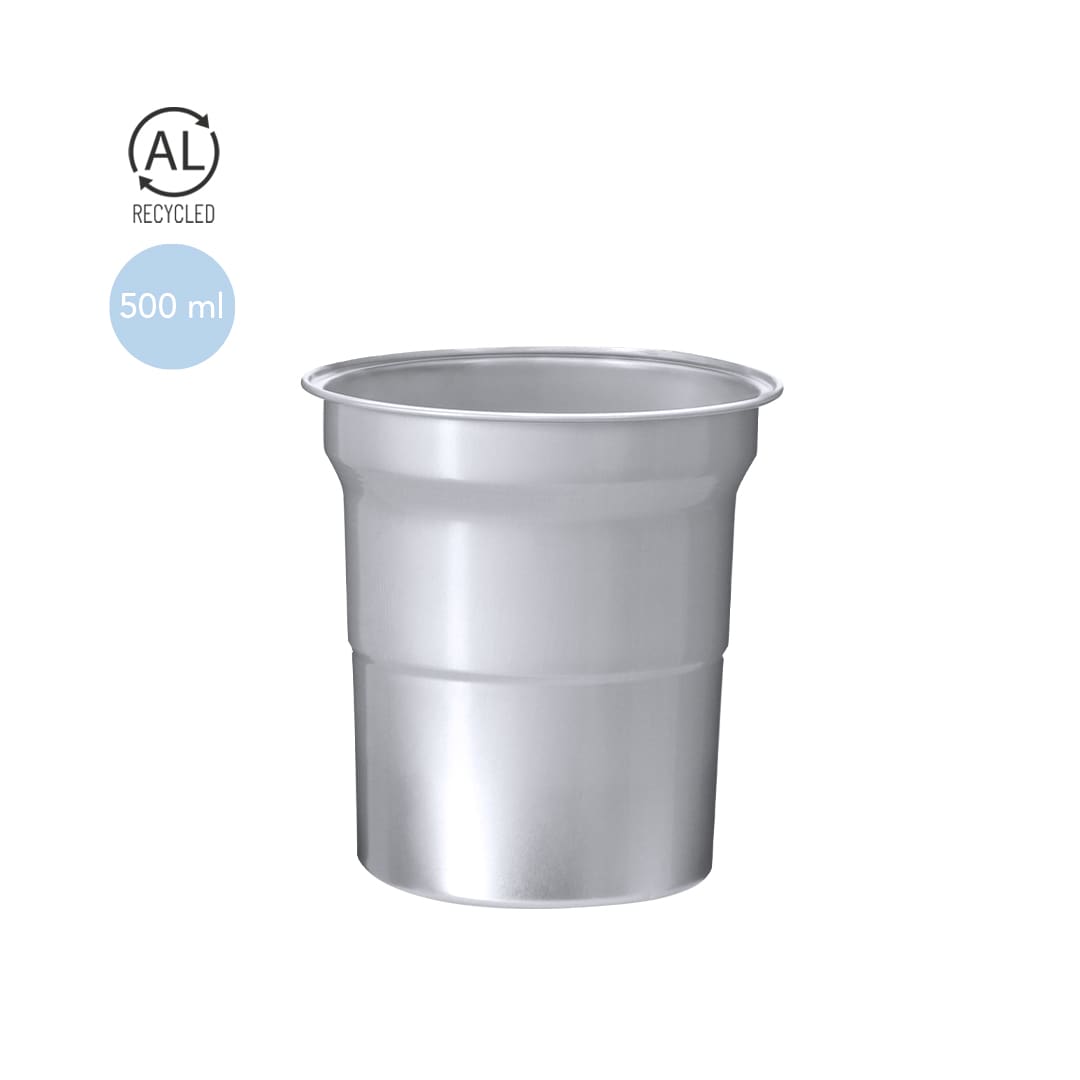 A drink cup made of recycled material, featuring a shiny silver finish, with a capacity of 500 ml. Kotum Cup - Image 1