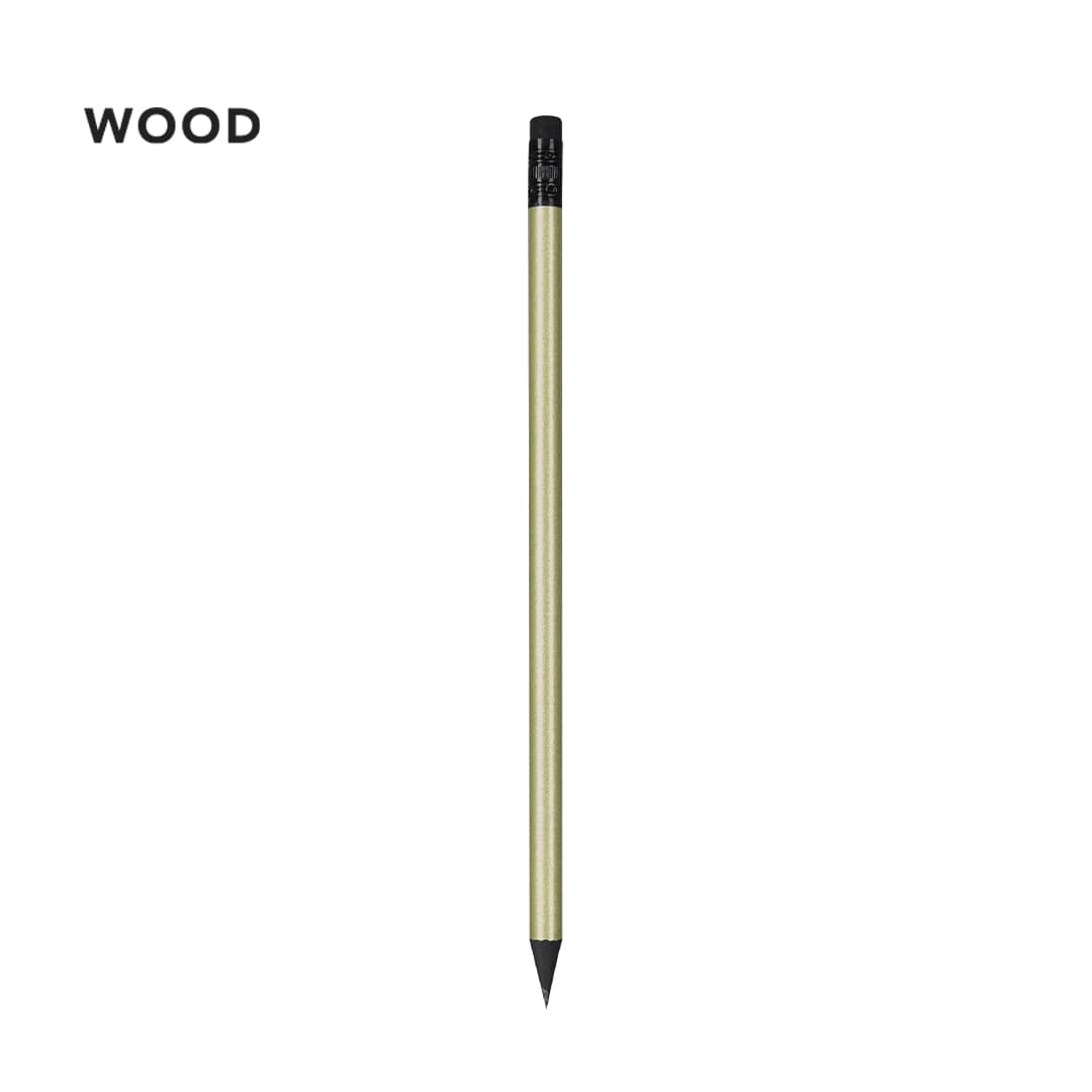 A wooden coloured pencil with a pointed tip and a black end. It has a light wooden finish. Lekar Pencil - Image 1