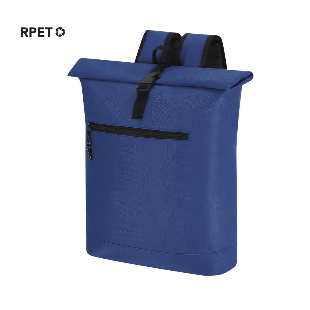 A blue Pular Backpack featuring a front zip pocket and black shoulder straps, with a visible logo. Pular Backpack - Image 1