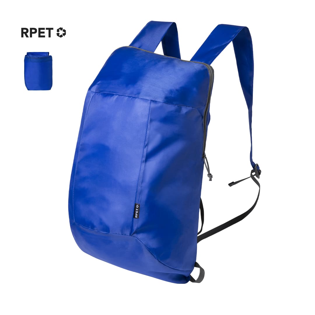A blue foldable backpack with a sleek design, featuring adjustable straps and a compact storage pouch. Redrax Foldable Backpack - Image 1