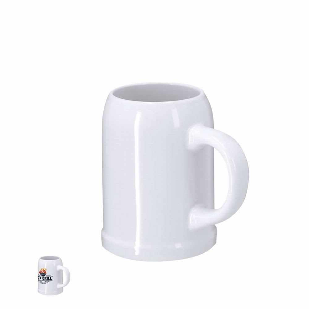 A white ceramic mug with a handle and a rounded base, featuring a logo on one side. Reggio - Image 1