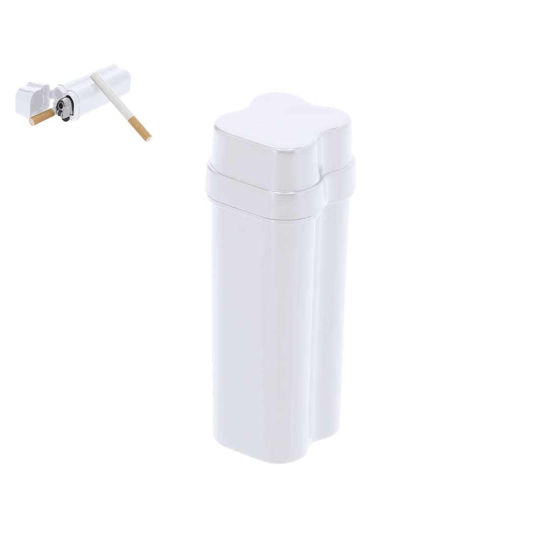 A white tobacco case with a hinged lid and a compartment for storing items. Features a logo. Zaron Tobacco Case - Image 1