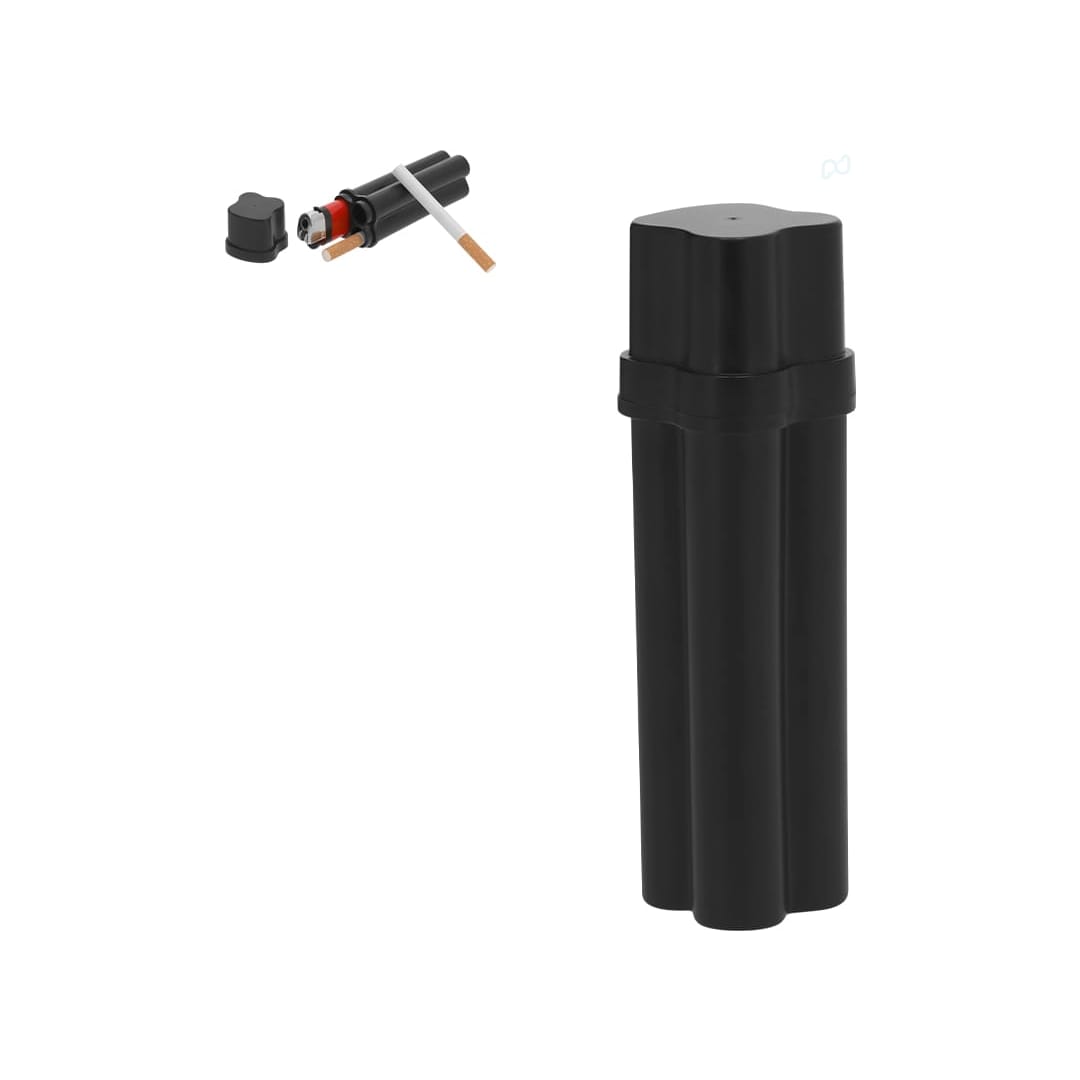 A black tobacco case with a cap and compartments for storing tobacco products. It features a logo. Boromir Tobacco Case - Image 1
