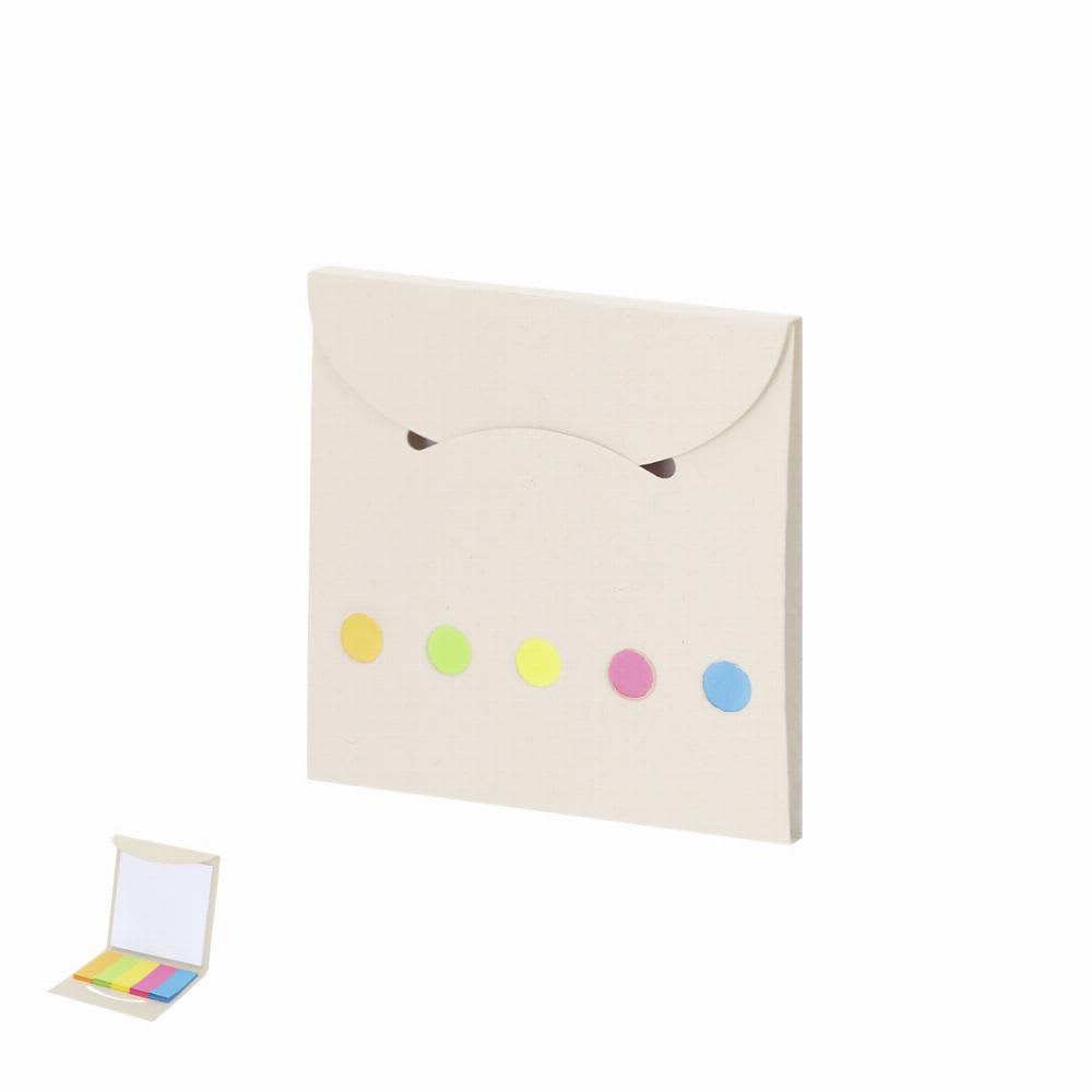 A pocket-sized folder with a flap closure, featuring colourful sticky notes in various pastel shades. Tesher - Image 1