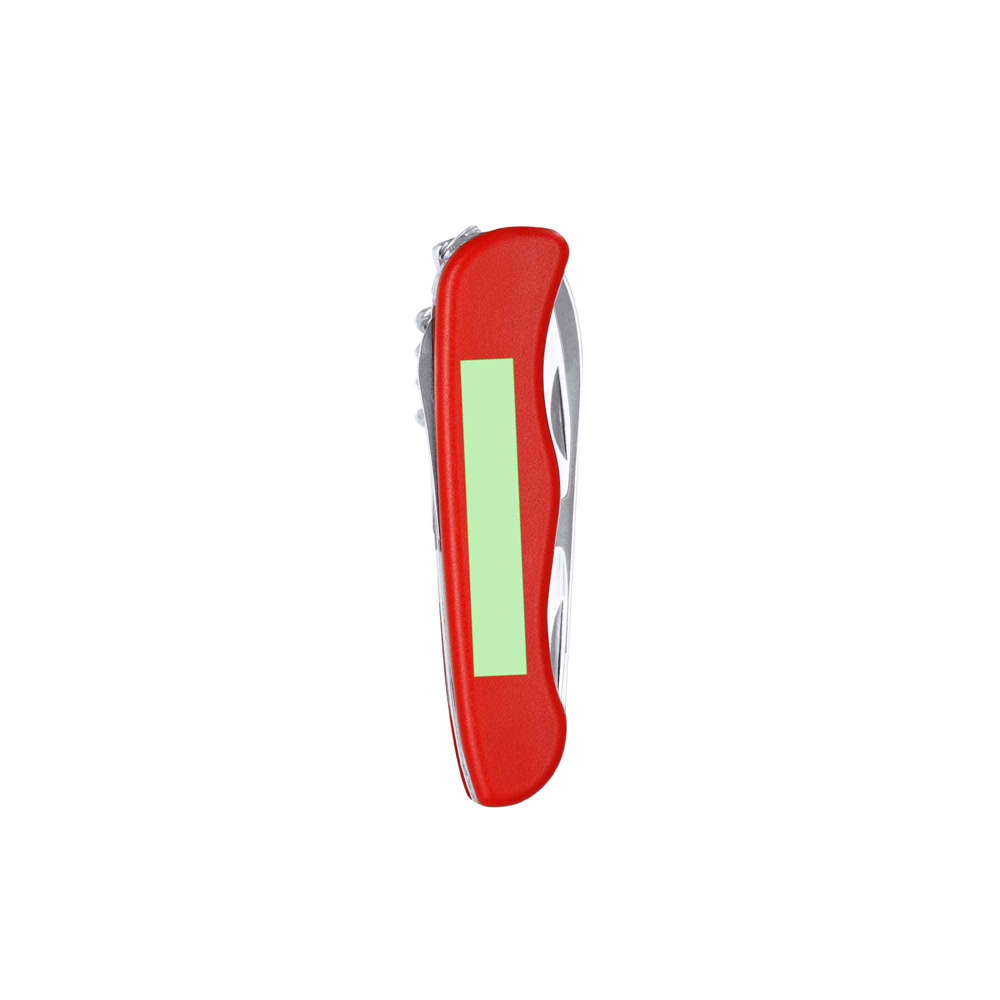 A red multifunction pocket knife featuring a silver blade and a blank area for branding. Lixthel Multifunction Pocket Knife - Image 1