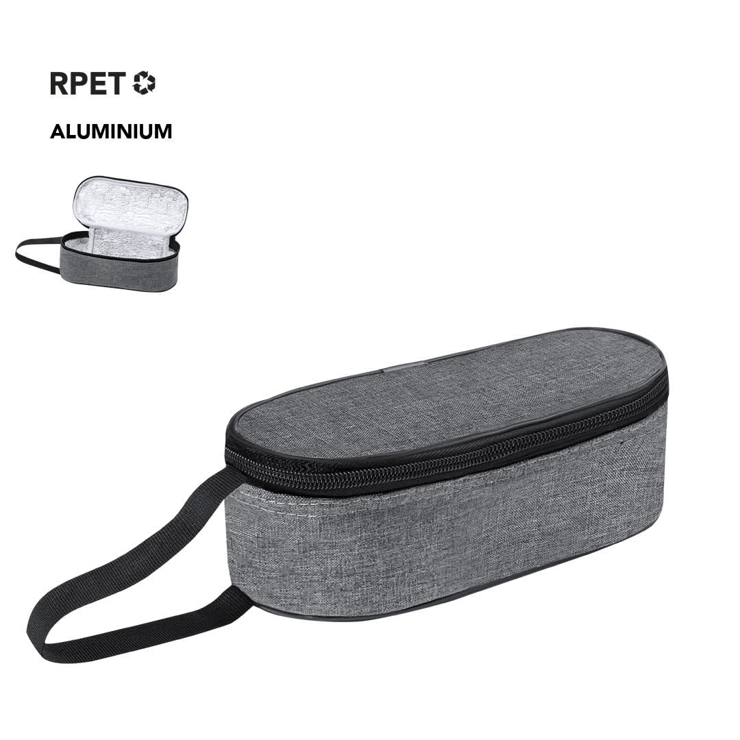 A grey thermal sandwich holder with a zip closure and a handle, featuring a smooth surface and a simple design. Neskort Thermal Sandwich Holder - Image 1