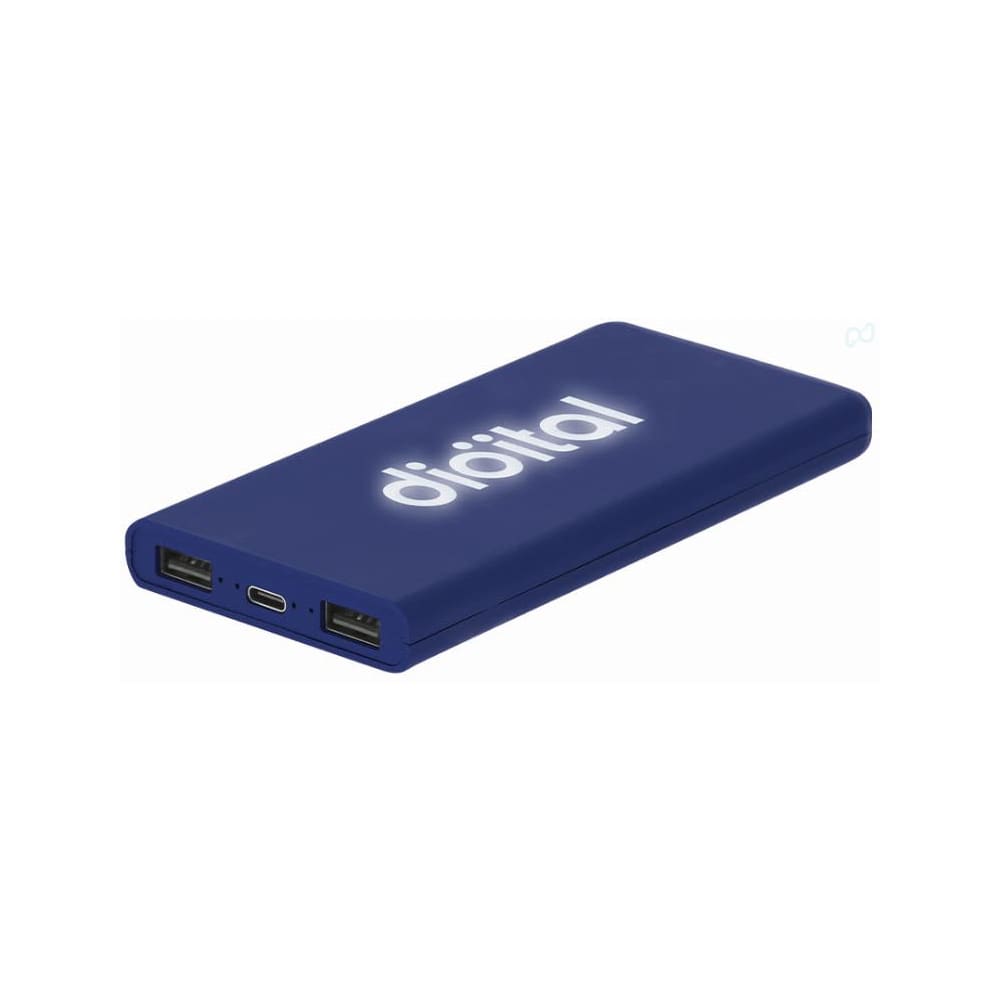 A blue portable power bank with multiple USB ports and a logo on the surface. Caplan - Image 1