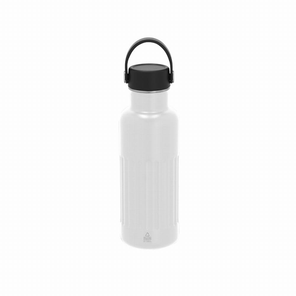 A drink bottle in white with a black lid and a handle, featuring a textured design. Welker - Image 1