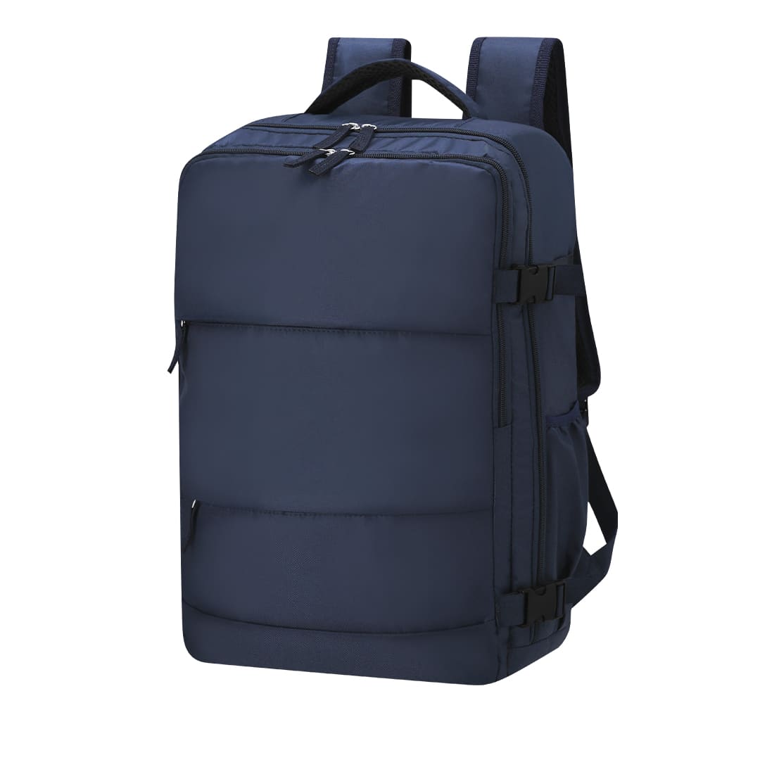 A navy Hinkle Backpack with a minimalist design and adjustable straps, featuring a logo. Ideal for everyday use. Hinkle Backpack - Image 1
