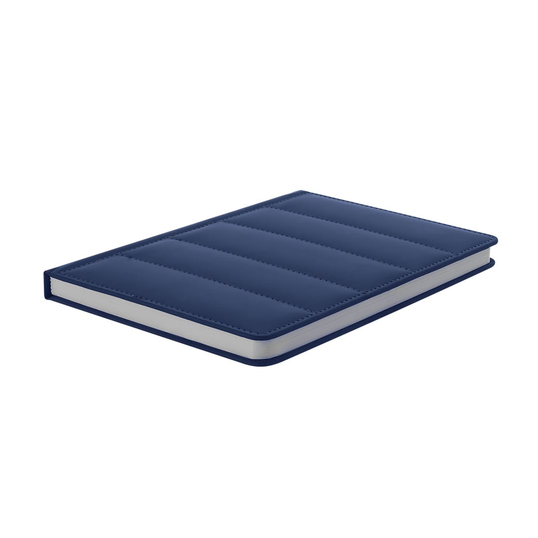 A navy notepad with a textured cover, featuring a sleek design and a branding logo. Walpol Notepad - Image 1
