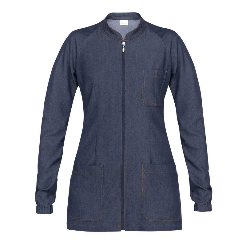 A denim blue jacket with a zip front, long sleeves, a pocket on the chest, and two lower pockets. Emily jacket - Image 1