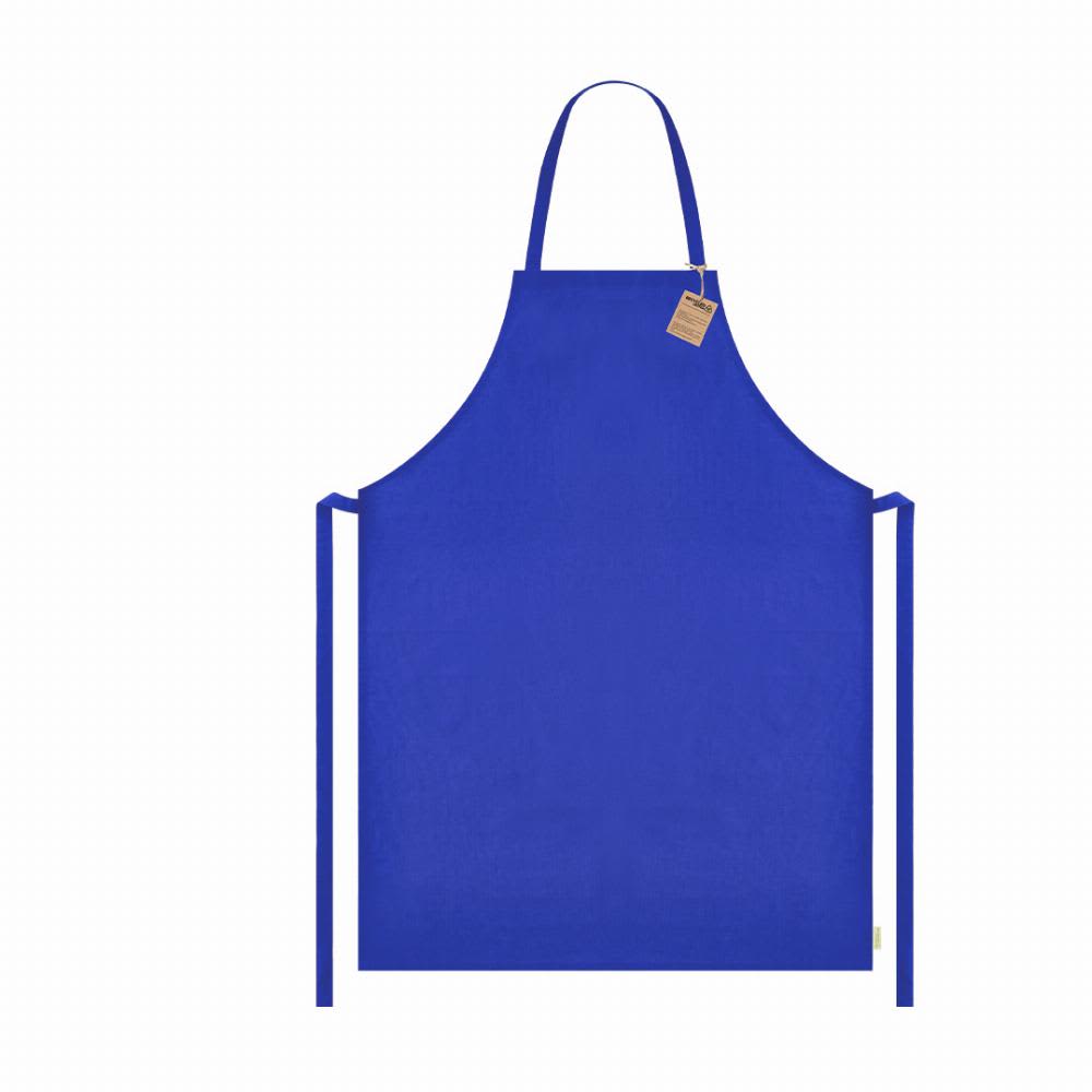 A blue apron with ties and a tag, designed for cooking or crafting activities. Guandak - Image 1