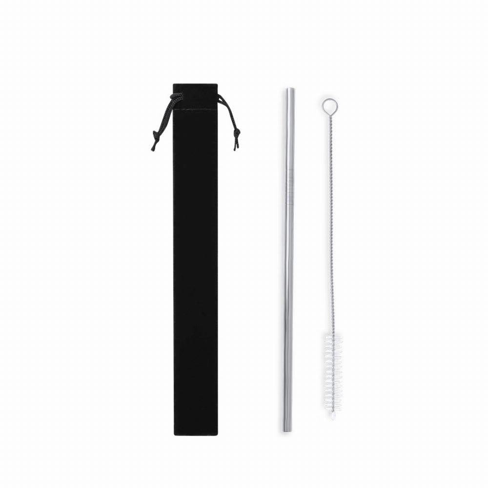 A drink bottle kit featuring a metal straw, cleaning brush, and a sleek black carrying pouch. Valun - Image 1