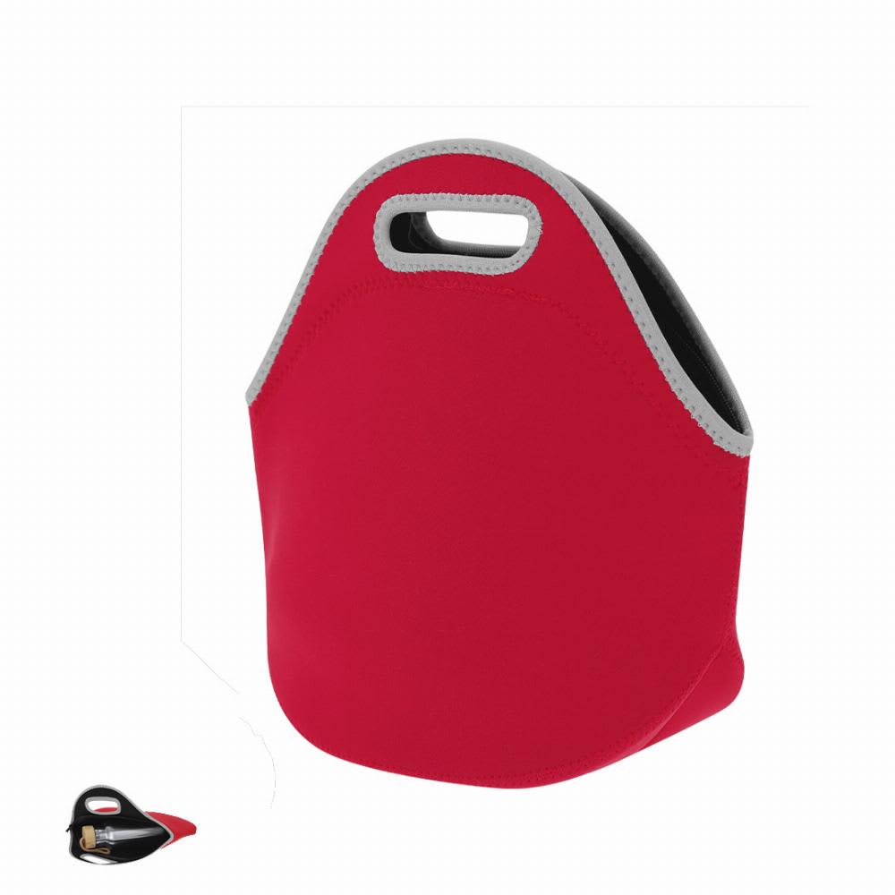A red insulated drink bottle holder with a black interior and a handle, featuring a simple design. Fonzor - Image 1