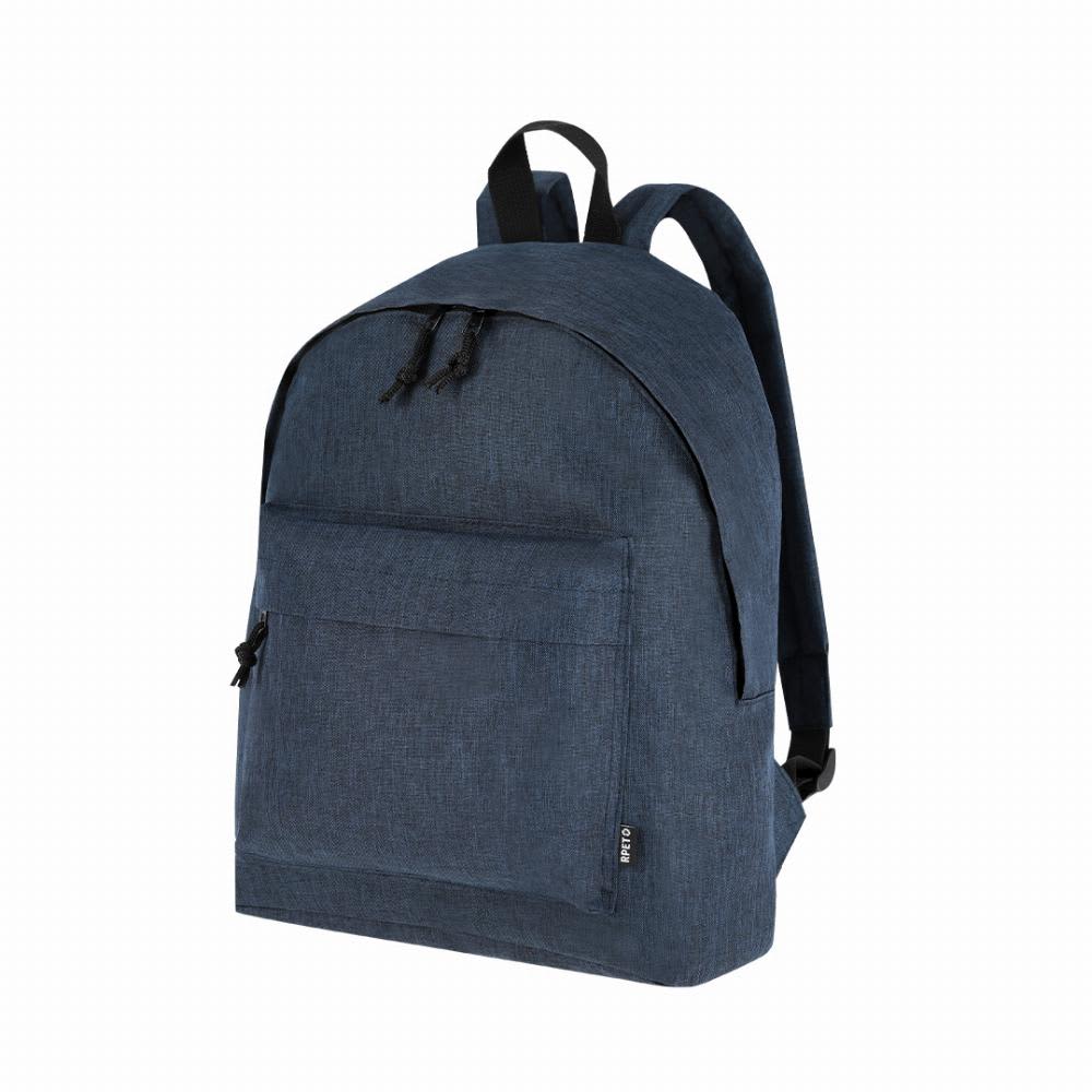 A backpack in dark blue fabric with adjustable straps and a front pocket. It features a simple design and branding. Donic - Image 1