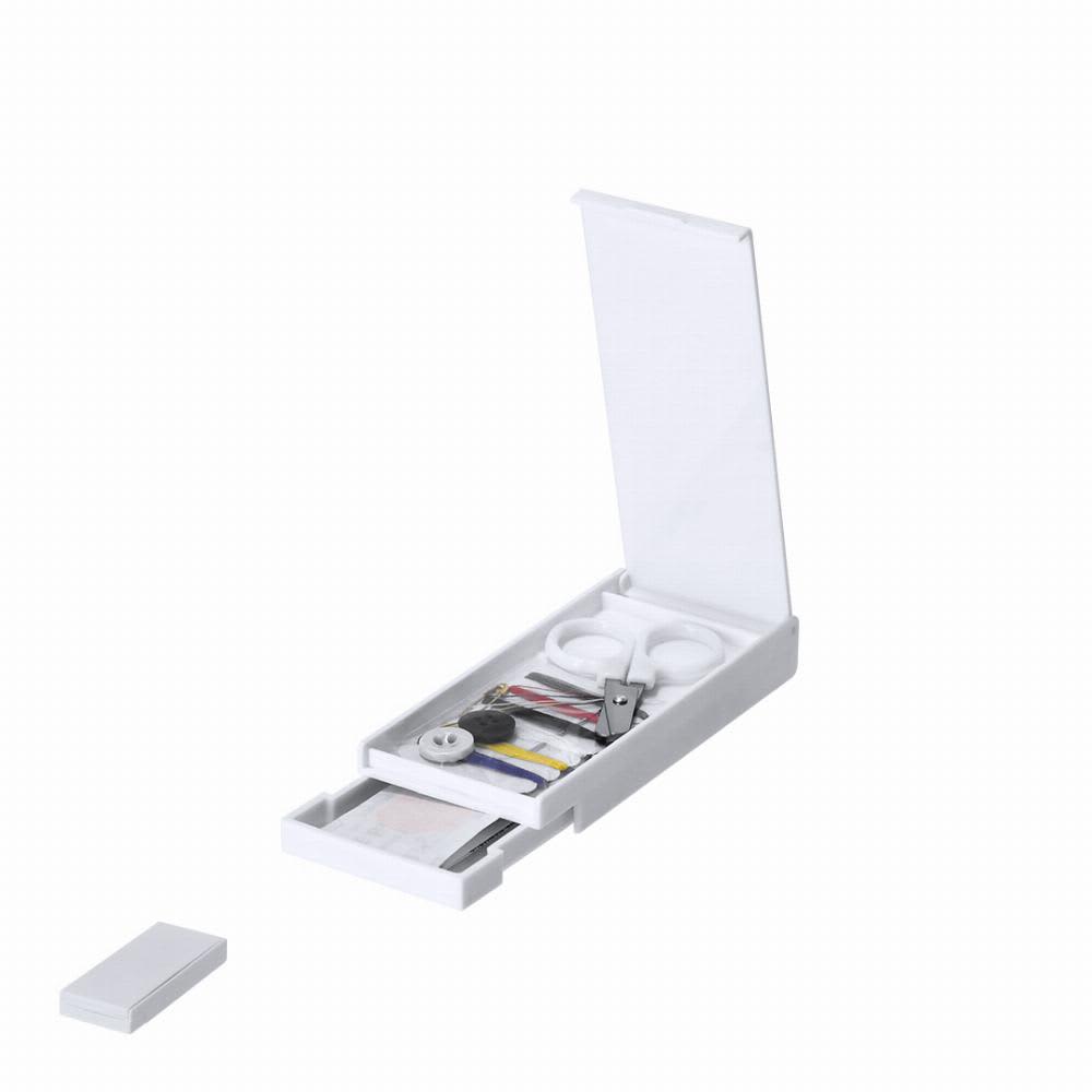 A white promotional product kit featuring various tools and accessories neatly organised in a compact case. Moisan - Image 1