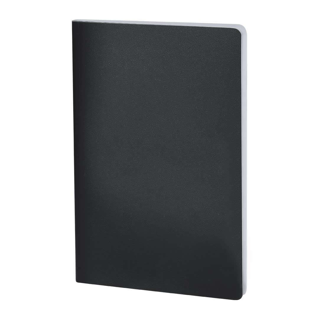 A black notepad with a smooth cover and white edges, featuring a logo on the front. Letan Notepad - Image 1