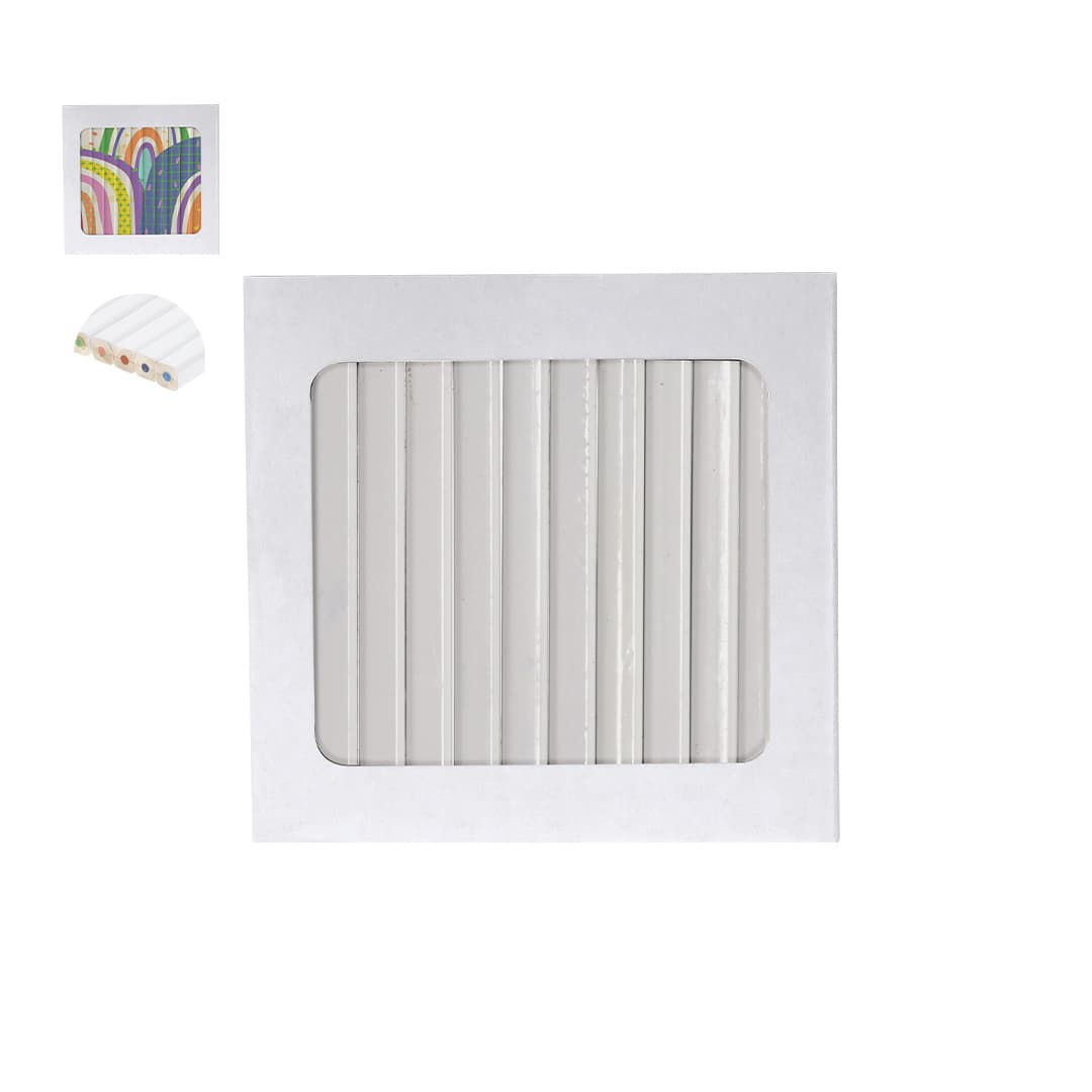 A pencil set featuring multiple white pencils, with a colourful design on the packaging. Includes branding. Rylard Pencil Set - Image 1