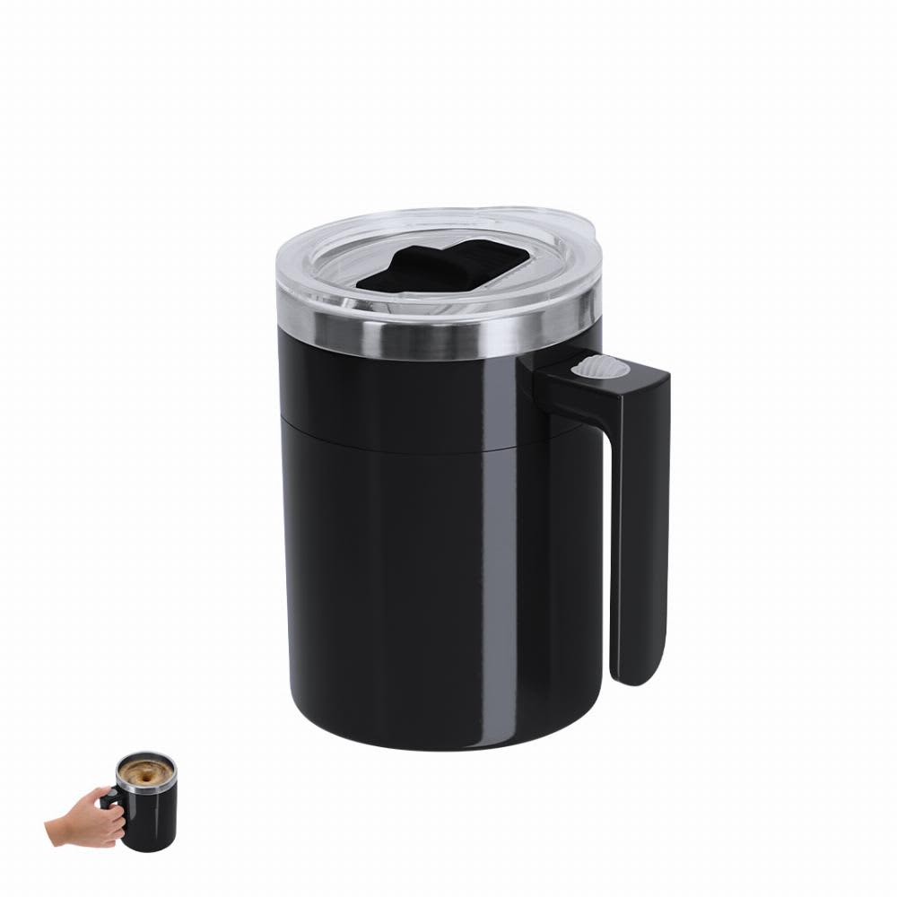 A drink bottle in black with a metal lid, featuring a handle and a logo on the side. Waker - Image 1