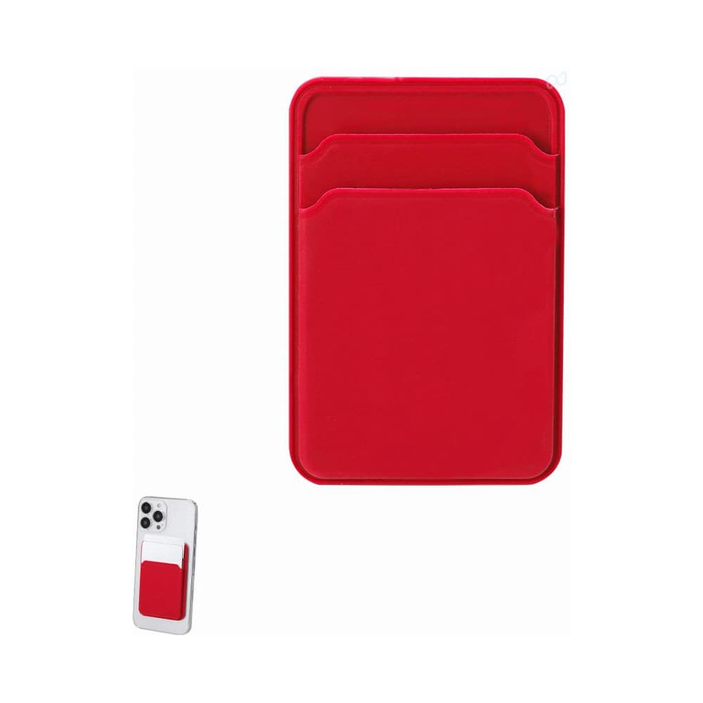 A red phone wallet with two pockets, designed to attach to the back of a smartphone. Features a simple, minimalist design. Ristol - Image 1