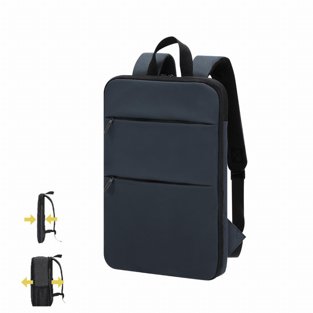 A backpack in dark blue with two exterior zippered pockets and adjustable shoulder straps. It has a sleek, minimal design. Oracle - Image 1