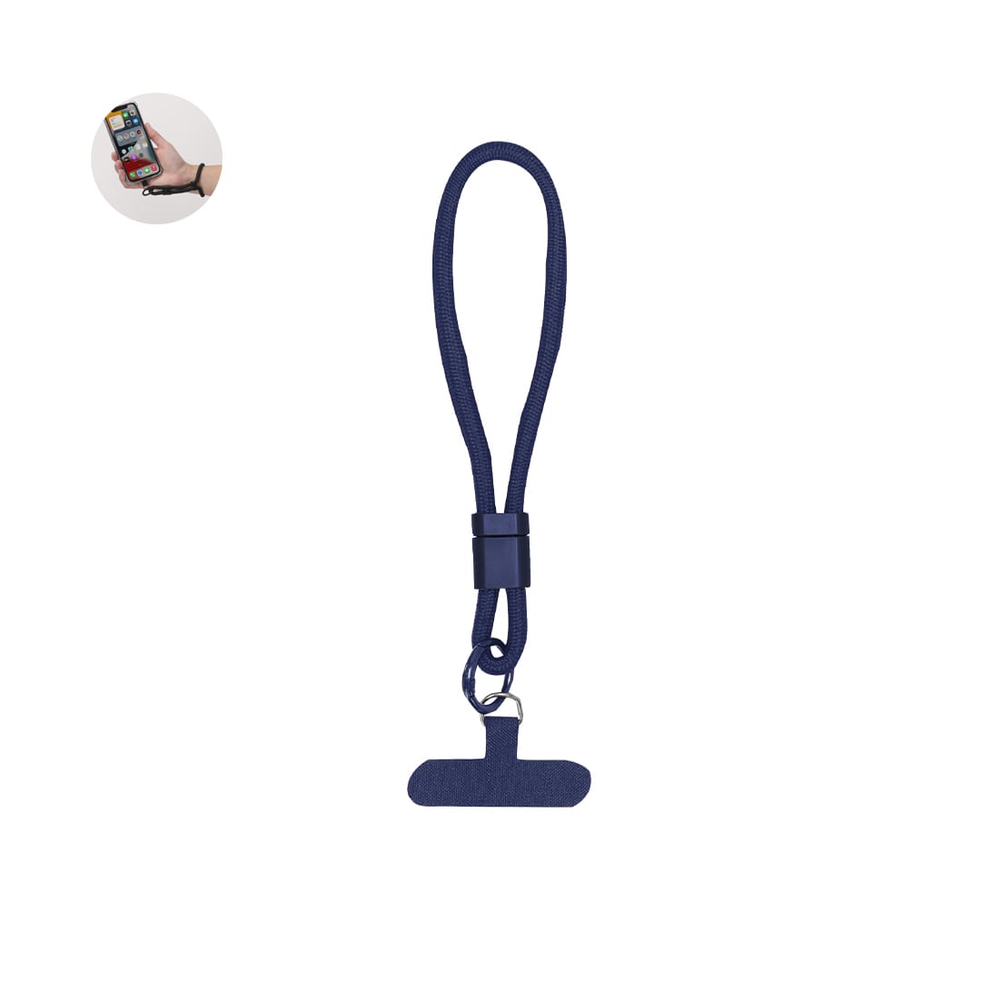 A navy blue Whister Holder Bracelet designed for smartphones, featuring a loop and attachment clip. Whister Holder Bracelet - Image 1