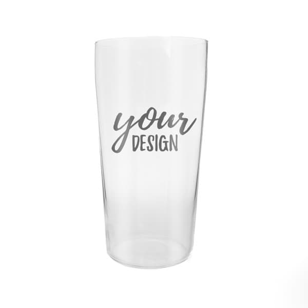 A tall, clear highball glass designed for custom printing, featuring a simple, elegant design. 13.5oz. Tall Highball Glass - Image 1