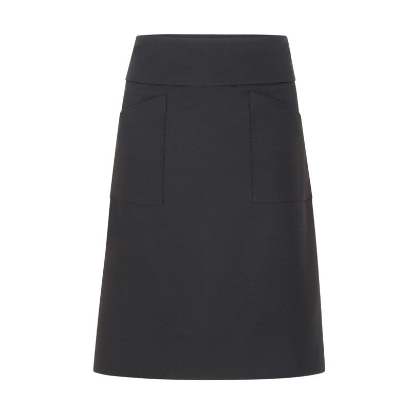 A dark grey apron with a fitted waist and two front pockets. It features a simple, modern design. Madrid Apron - Image 1