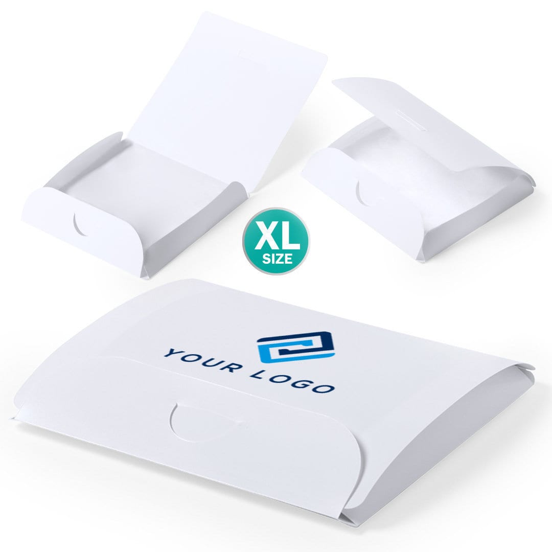 A white multipurpose bag with a logo, featuring an open and closed view. Suitable for various uses. Liven Multipurpose Bag - Image 1