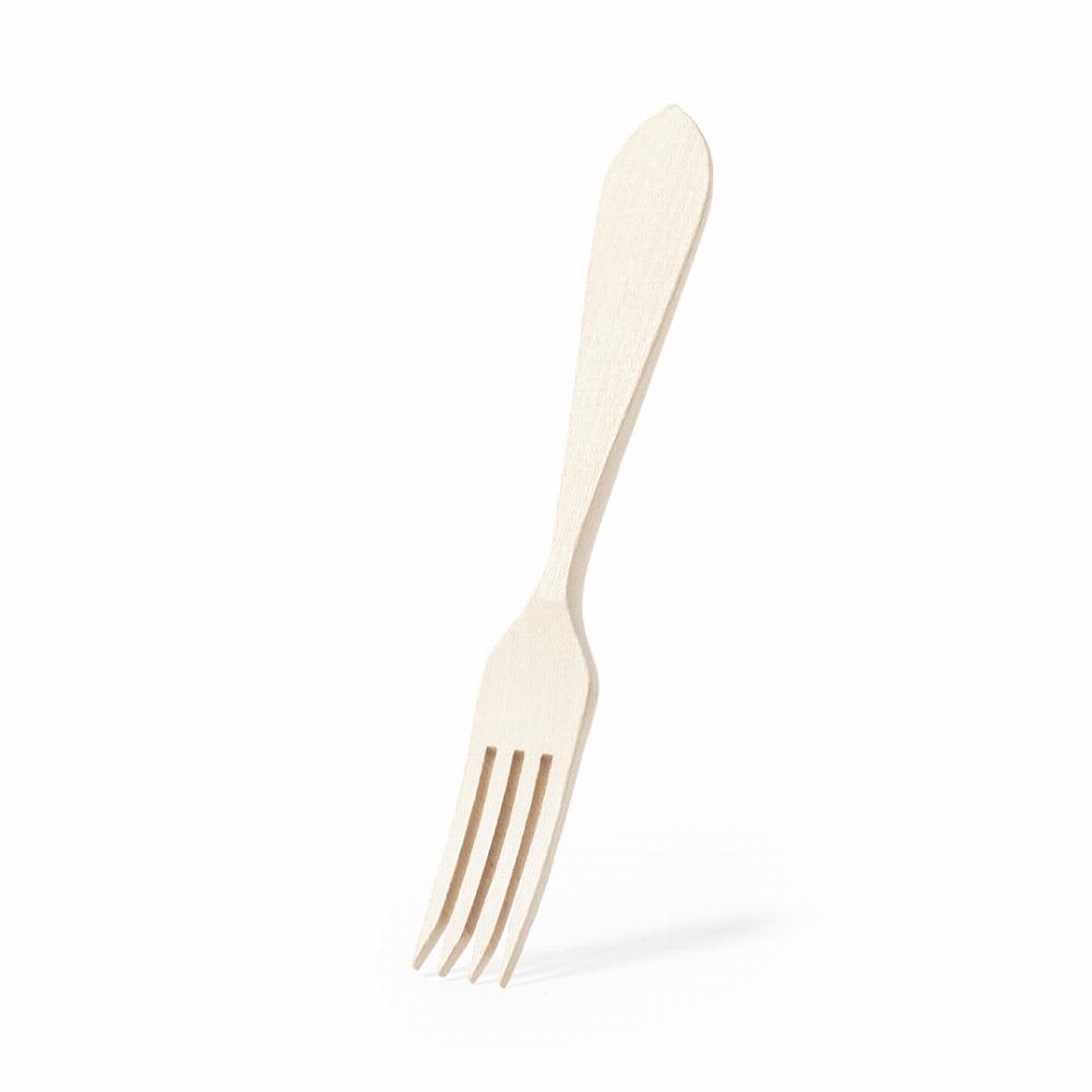 A wooden fork with a smooth surface and four tines, displayed against a plain background. Offen - Image 1
