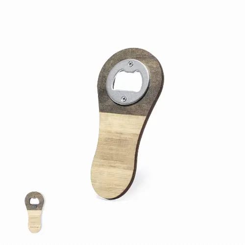 A bottle opener with a wooden handle, featuring a metal opening mechanism. The design is simple and practical. Samary - Image 1