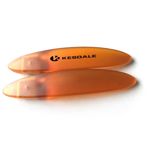 A drink bottle opener in a translucent orange colour with a logo on one side. Custom Bottle Opener - Image 1