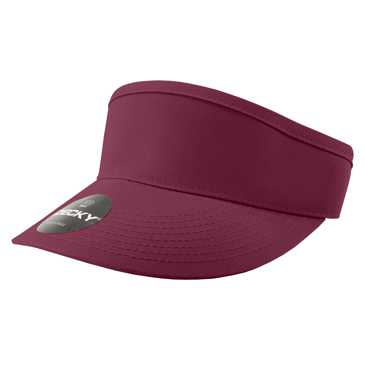 A maroon visor with a wide brim and a logo on the front. High Profile Visors - Image 1