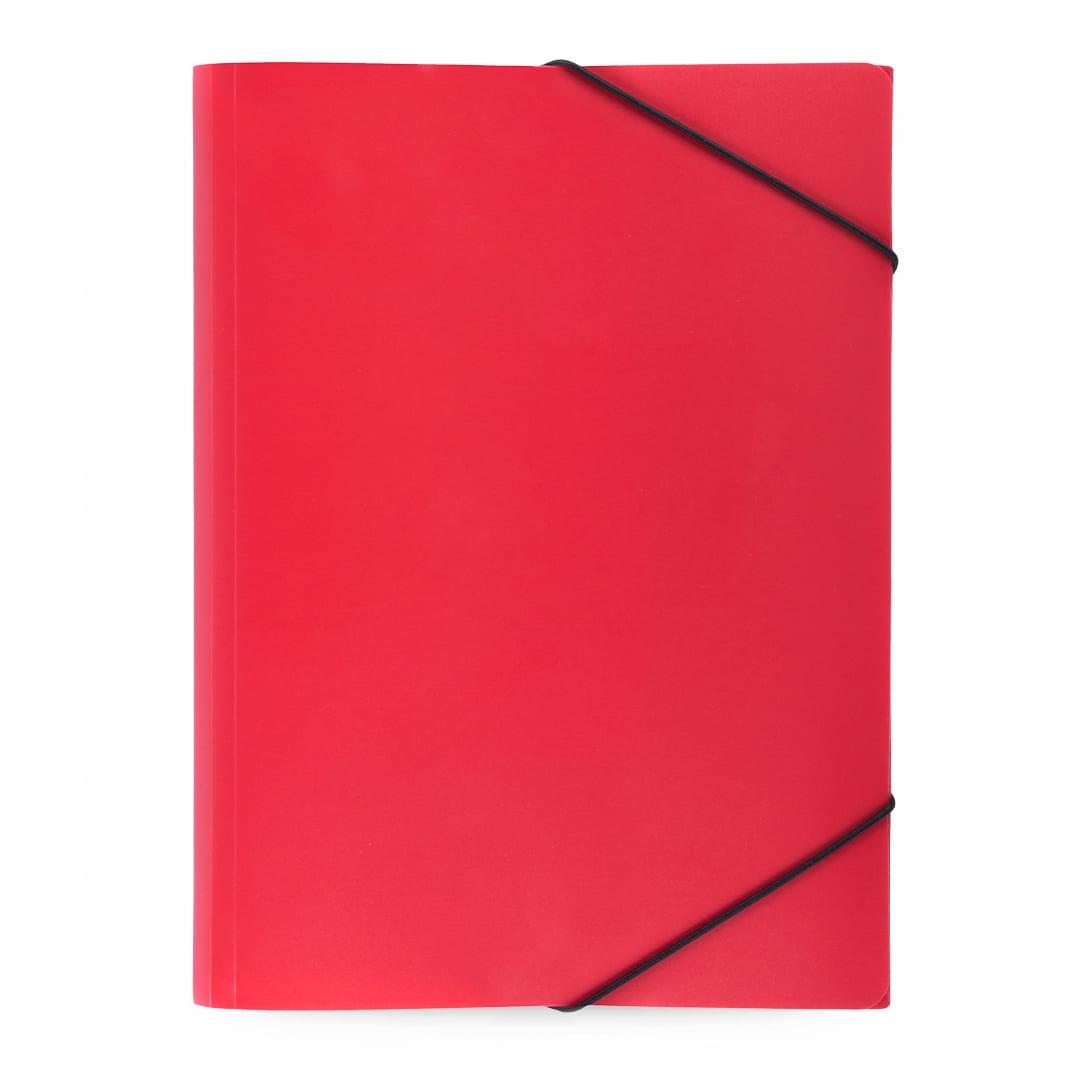 A red Alpin Folder with an elastic closure, designed for office and business use. Alpin Folder - Image 1