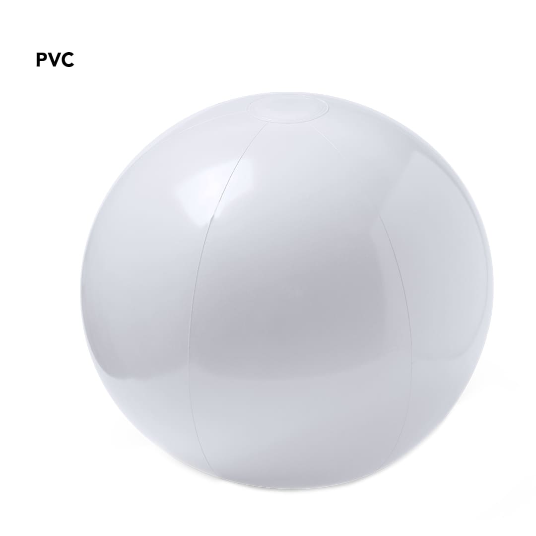A glossy white beach ball made of PVC, featuring a smooth surface and a classic round shape. Magno Beach Ball - Image 1