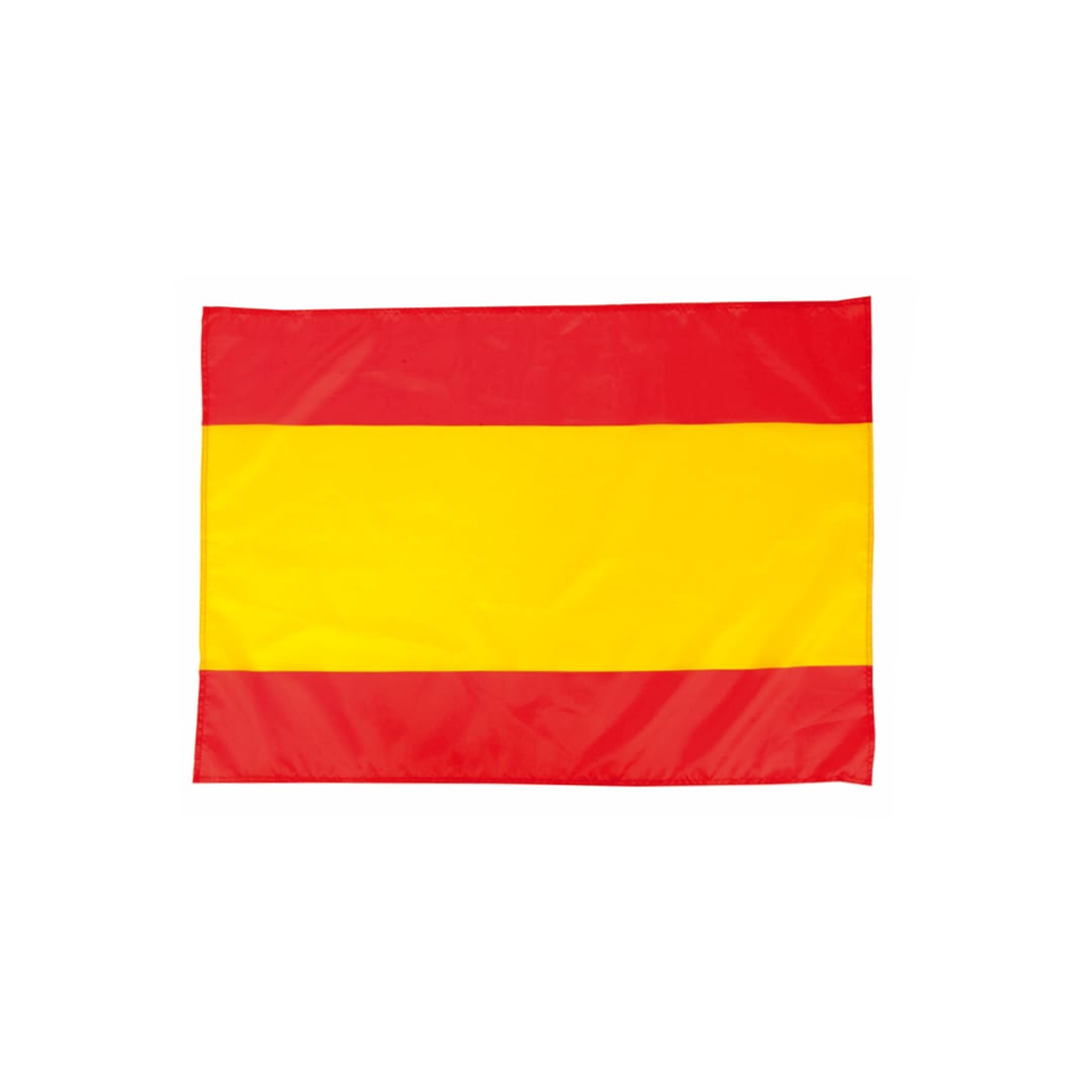 A rectangular flag featuring red and yellow horizontal stripes, with a large central yellow band. It has a branding logo. Caser Flag - Image 1