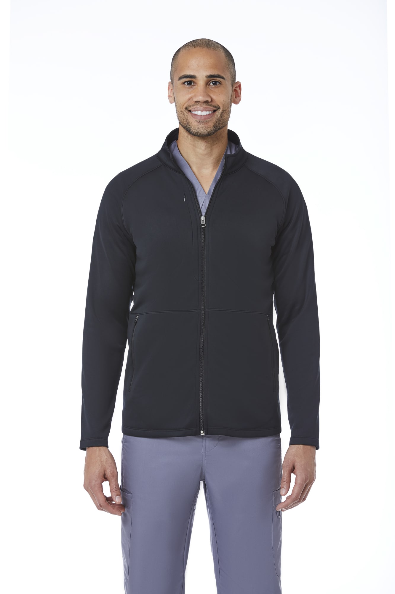 A men's warm-up fleece jacket in black, featuring a zip-up front and a logo on the chest. Blaze Mens Warm Up Fleece Jacket - Image 1