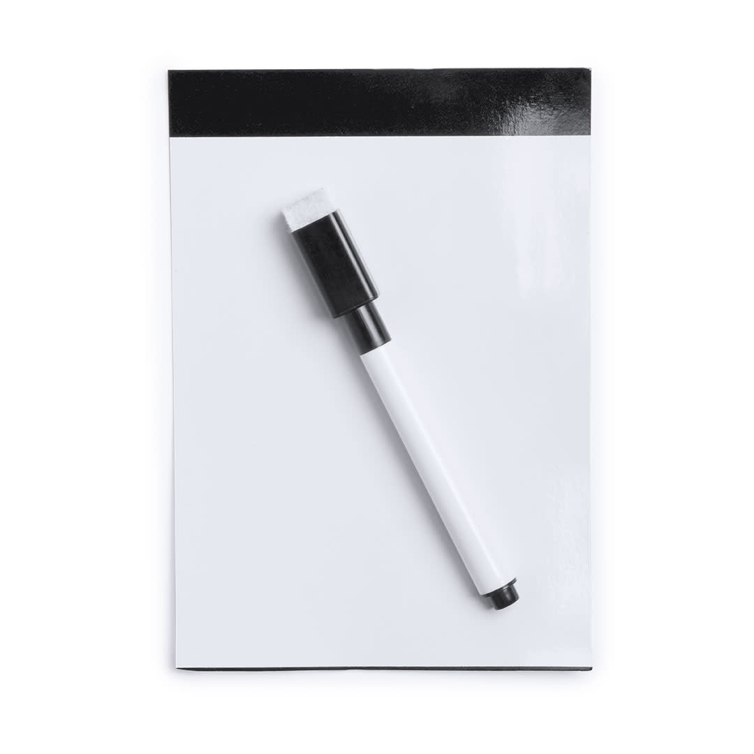 A magnetic whiteboard in white with a black border, accompanied by a black and white dry erase marker. Yupit Magnetic Whiteboard - Image 1