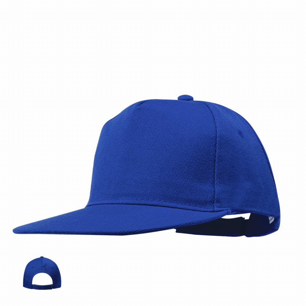 A blue cap with a flat brim and an adjustable strap at the back, featuring a logo. Lorenz - Image 1